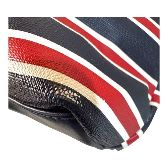 Tommy Hilfiger Patriotic Red White Blue Striped Tote Bag Zipper Top Handle READ - Picture 7 of 16